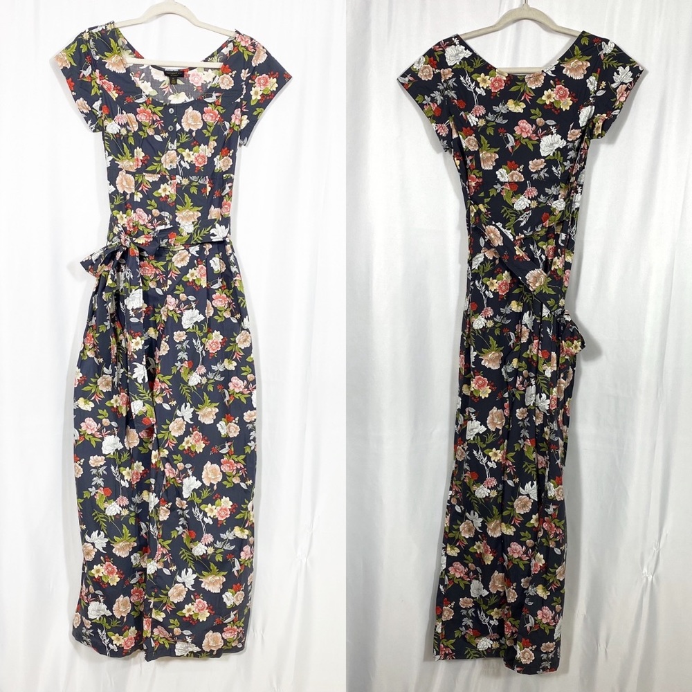 Anthropologie X Current Air Clea Wide Leg Belted Button Front Jumpsuit Floral - Picture 2 of 11
